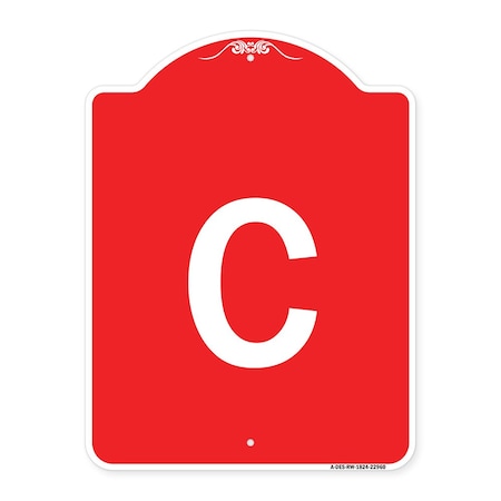 Signmission Designer Series Sign-Sign W/ Letter C, Red & White Aluminum Sign, 18" x 24", RW-1824-22960 A-DES-RW-1824-22960